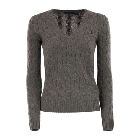 랄프로렌 엠브로이더리 로고 울 캐시미어 브이넥 스웨터 211971