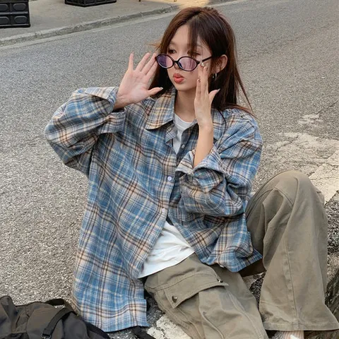 리오라 체크 남방 셔츠 (4color)오버핏 루즈핏 데일리