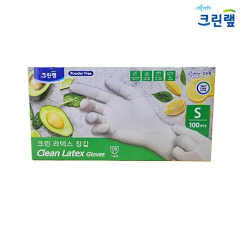 크린랩  일회용 위생 라텍스 장갑 100매 소/중/대 택1