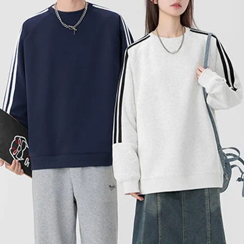 노이 배색 라인 남여공용 루즈핏 맨투맨(5color)