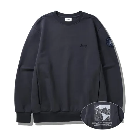 [ 롯데백화점 ]지프 Jeep [남녀공용] 루즈핏 지구본 그래픽 맨투맨 티셔츠 Q1833