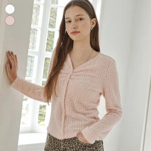 [ 롯데백화점 ][게스]여성 가슴 셔링 단추 티셔츠 OP3K5427