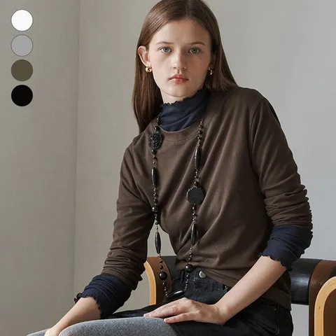 [ 롯데백화점 ][게스]여성 이중 라운드넥 긴팔 티셔츠 OP3K5425