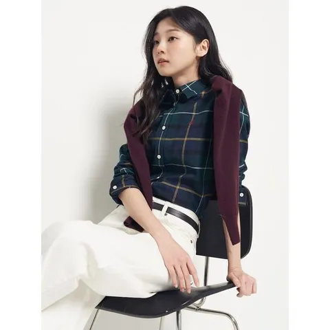 [빈폴레이디스] 기모 헤릿체크 레귤러핏 셔츠 네이비 (BF5964E01R)