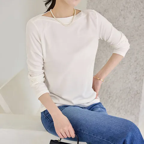 [모리스커밍홈] 보트넥 보들보들 티셔츠_M2509TS098C