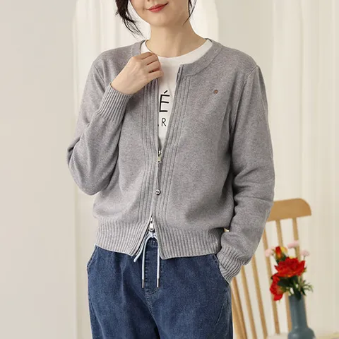 [웬디즈갤러리]드코리 집업 가디건 / 라운드넥 소프트터치 여성 SCD105