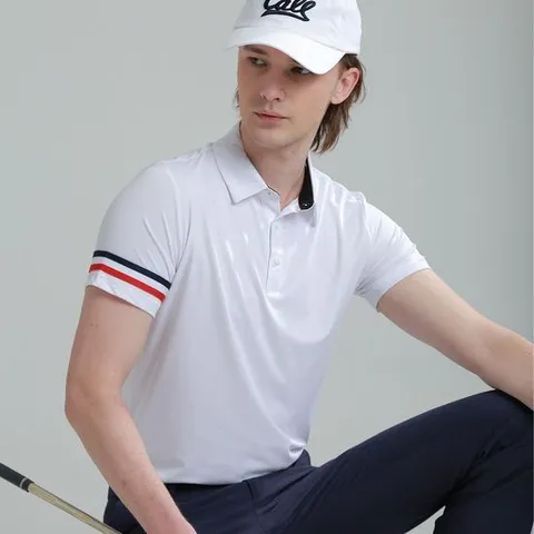 [에이치플러스몰]삼색반소매 남성골프티