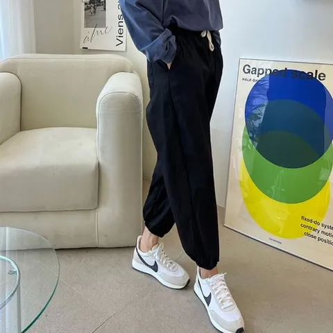 남자똥싼바지 남성 린넨 조거 세미배기 팬츠 1P 간절기 벌룬 바지