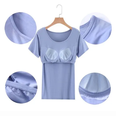 브라캡 모달 스판 노브라티 브라티 캡내장 티셔츠 이너 반팔 모달티