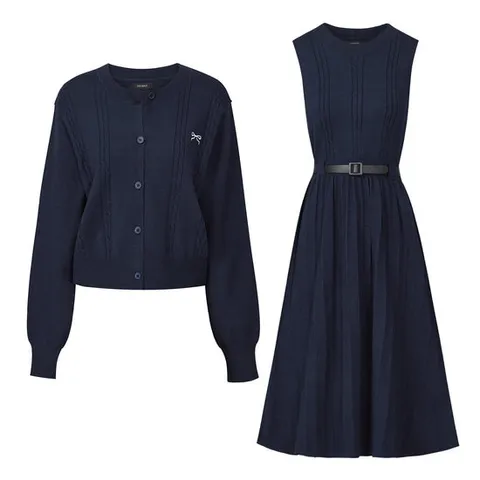 [ 롯데백화점 ]FOCUS  리본 자수 가디건+벨트 원피스 세트 PBINF5F1OP3141