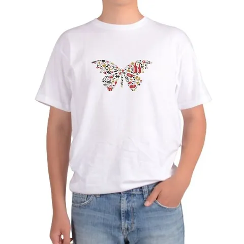 반팔티 나비 버터플라이 형상 프린트티셔츠 반팔티