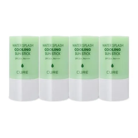 김정문알로에 큐어 워터 스플래쉬 쿨링 선스틱 23g(SPF50+) 연두스틱 얼음자차 4개 Ss