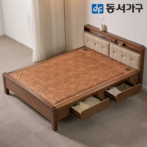동서가구 편백나무 인볼브 가죽 수납형 황토볼 흙침대 Q 퀸 DF645663