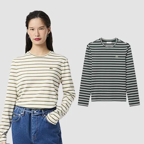 라코스테 공식 여성 멀티 스트라이프 긴팔 티셔츠 TF7573-55N 2종 택1