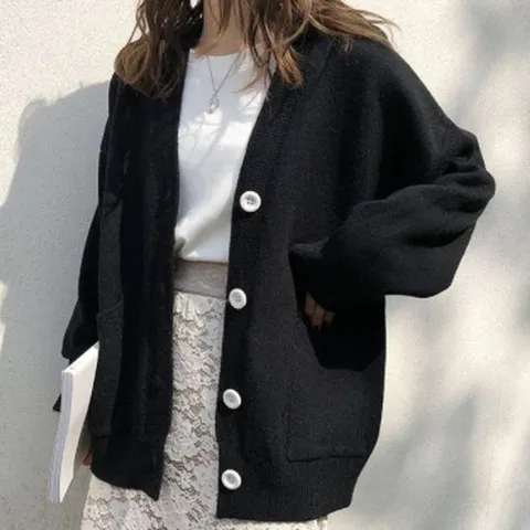 여성 오버핏 가디건 캐주얼 정장룩 코디 사무실 겉옷