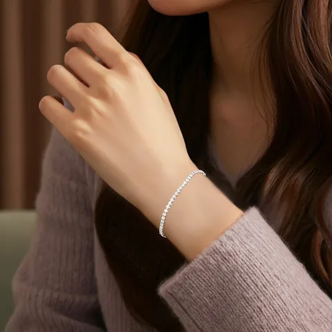 [쵸이젬] 모이사나이트 2mm 크라운 테니스팔찌 14.5cm~16cm 18K 명품팔찌 D컬러 FL(무결점) EX 등급