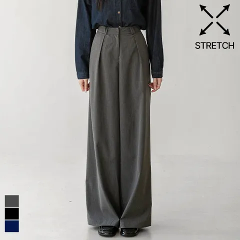 [진에비뉴] 애쉬 핀 스트라이프 와이드 슬랙스