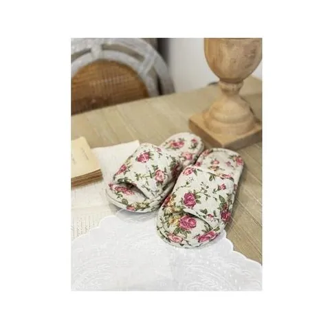 [마메종] 프렌치 퀼팅 플라워 룸슈즈-레드