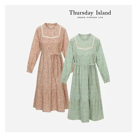 [써스데이아일랜드][Thursday Island] 잔꽃 코듀로이 롱 원피스(