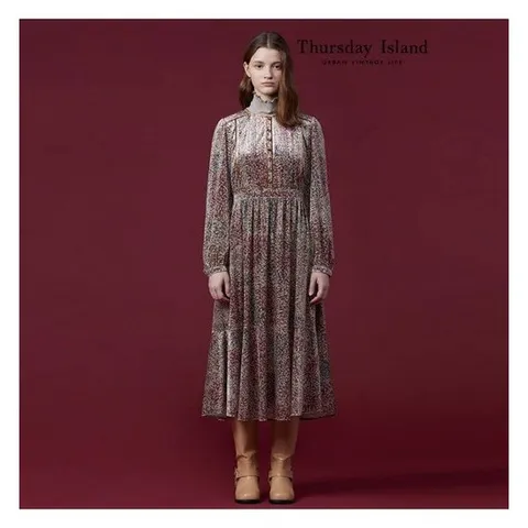 [써스데이아일랜드][Thursday Island] 패턴 벨벳 원피스(T238MOP