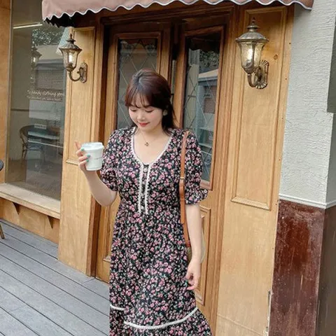 반팔원피스 러블리 플라워 쉬폰 원피스 1P 여름 데일리 반팔 치마