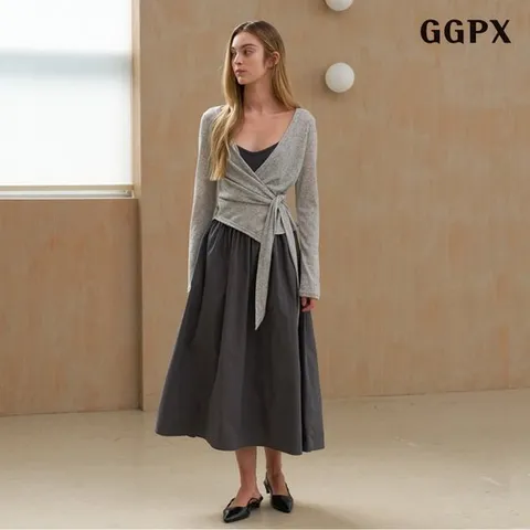 [GGPX]레이어드 랩 가디건 원피스(GPCOW019D)