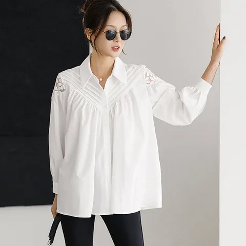 M1330 벌룬소매 핀턱 셔링 블라우스