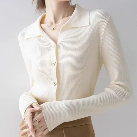 [드레스허그]MARIO시크 버클 폴로 카라 니트 가디건_250826_JY02