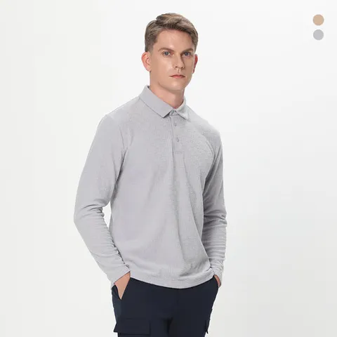 [데니스골프] 25FW 남성 시그니처 로고레이져 기모 긴팔 카라티셔츠_NAQWMTS022