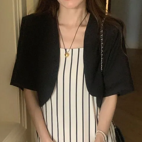 썸머가디건 크롭 린넨 볼레로 곡선 디자인 얇은 어깨패드 가디건 여름용가디건