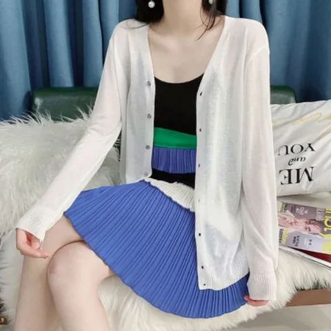 여성니트가디건 여름가디건 얇은 긴팔가디건 여성자켓 캐주얼 데일리 루즈핏가디건