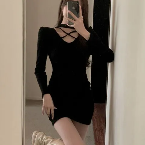 데일리  셔링 골지 원피스 파티복 결혼식하객