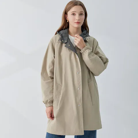 리버시블 배색 후드 점퍼 코트 KOCAP902 (2colors)