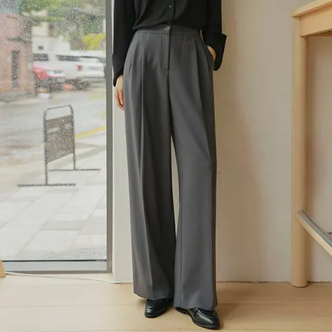 [저스트원] [JUST BETTER] 차르르 투핀턱 밴딩 와이드 슬랙스(숏/롱)