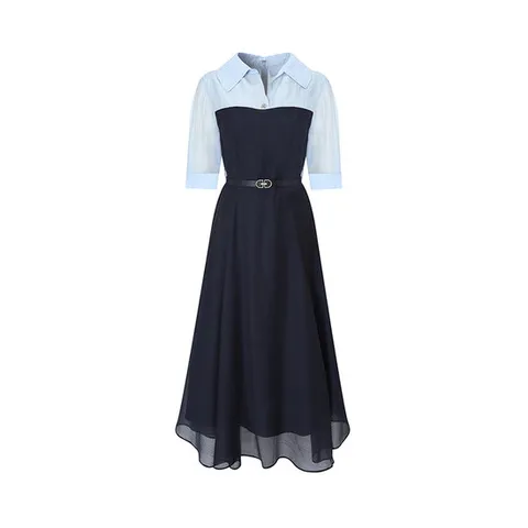 [ 롯데백화점 ][지고트]셔츠 배색 플레어 원피스 JR8E0OP133