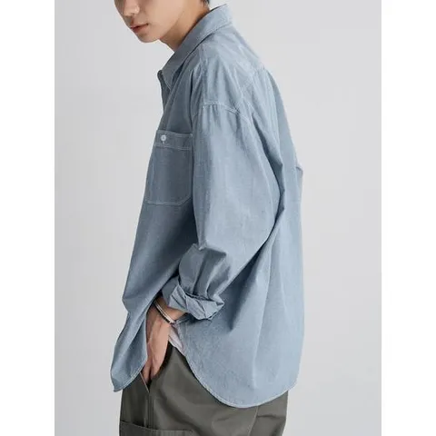 (455964LY1Q) [에잇세컨즈] 샴브레이 워크셔츠  스카이 블루