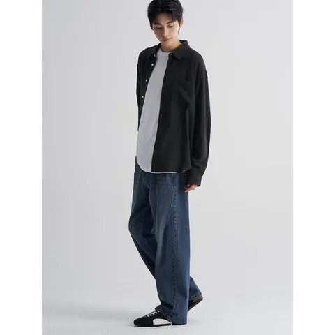 (455964LY25) [에잇세컨즈] 더블 거즈 오버핏 셔츠  블랙