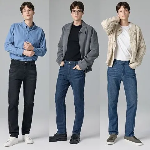 [뱅뱅]25FW 남성 가을 라이크라 스트레이트 데님3종