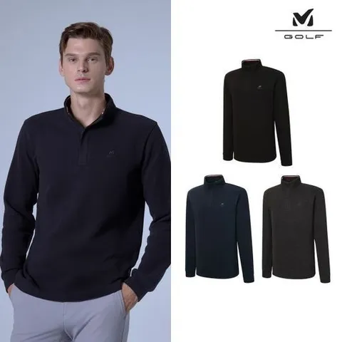 [밀레 골프]밀레골프 남성 플리스 하프집업 3종세트
