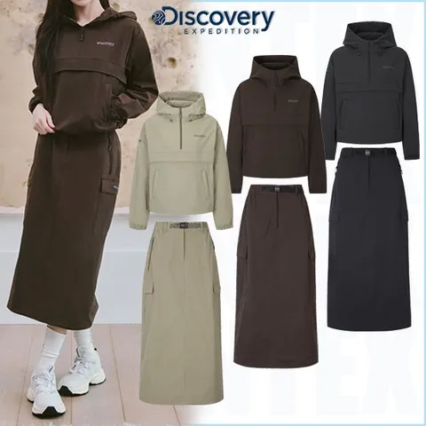[ 현대백화점 ]디스커버리 25FW 고윤정 트레이닝복 DWTR42054DWTP42054 여자 내추럴 우븐 트레이닝 아노락 스커트 세트 HKTR