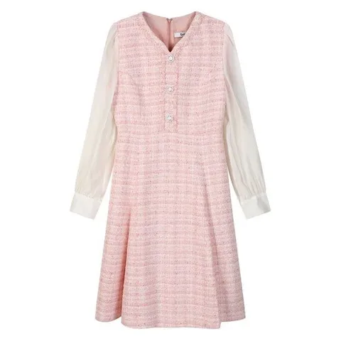 [에꼴드파리][에꼴드파리/드라로얄] 소매배색 트위드 원피스_RB3