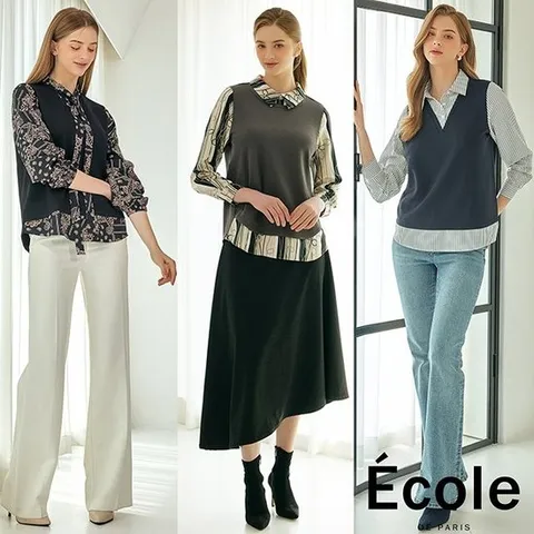 (백화점판매동일상품) 25FW 에꼴드파리 쉬크 레이어링 블라우스 3종