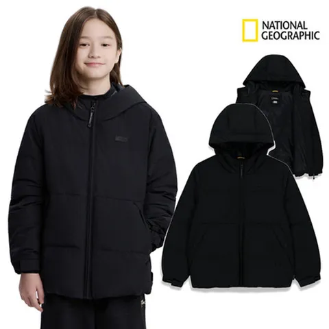 [ 현대백화점 ]내셔널지오그래픽키즈 점퍼 K254UDW320 남아 여아 헤론 후드 경량패딩 덕다운 블랙 170딜