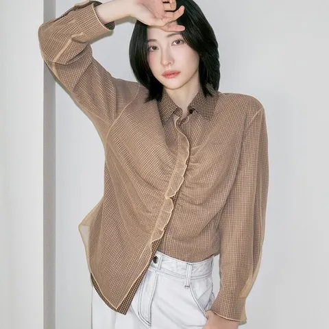 [ AK백화점 ][주크] 매쉬 레이어드 체크 셔츠