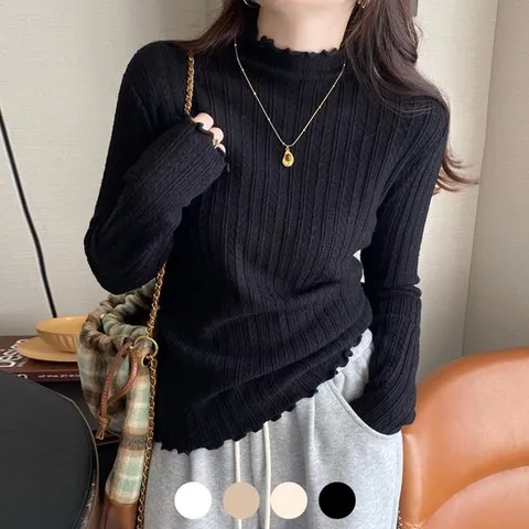 (예쎄) 물결넥 패턴 시스루 니트 티셔츠(S4FTS014A)