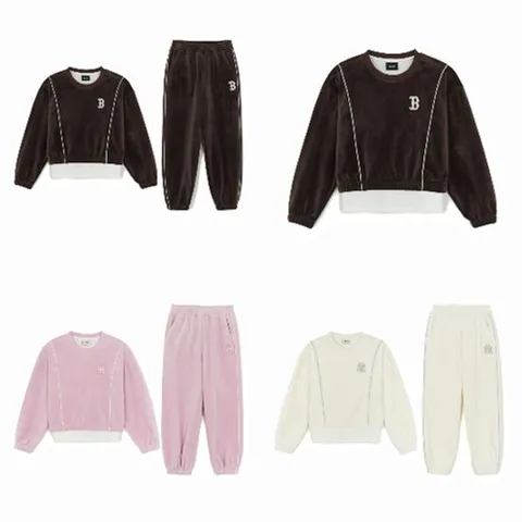 [ 현대백화점 ][MLB키즈DB] 스포티브 베이직 여아 벨벳 맨투맨세트 3종택1 (7FS2B0856)