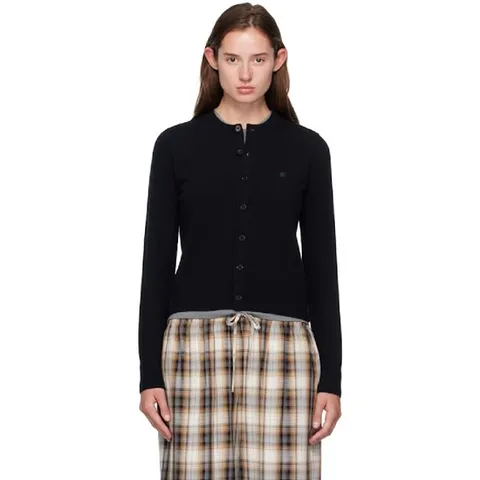 아크네 가디건 블랙 핏 야크 울 가디건 252129F095013