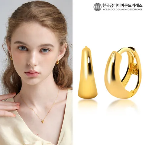 [한국금다이아몬드] 순금 원터치 링 베이직 고마루 귀걸이 24K 대