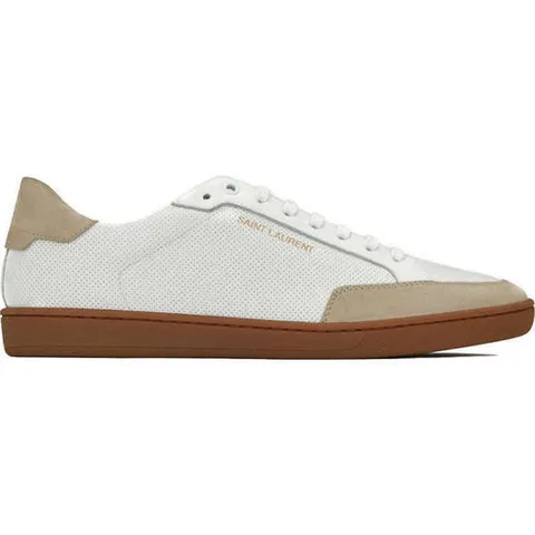 (명품) 생로랑 화이트 카프 스킨 남성 로우탑 스니커즈