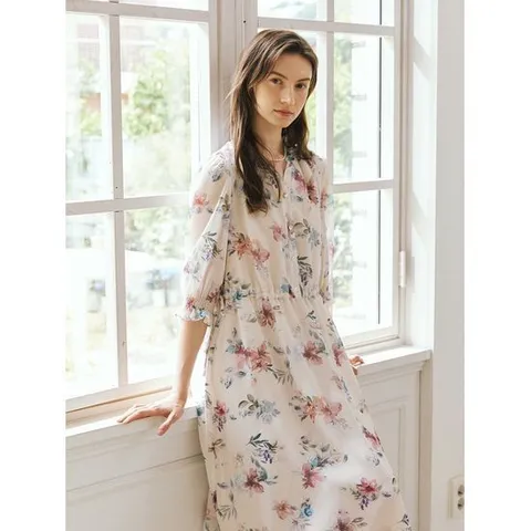 [요하넥스]빅 플로럴 쉬폰 원피스